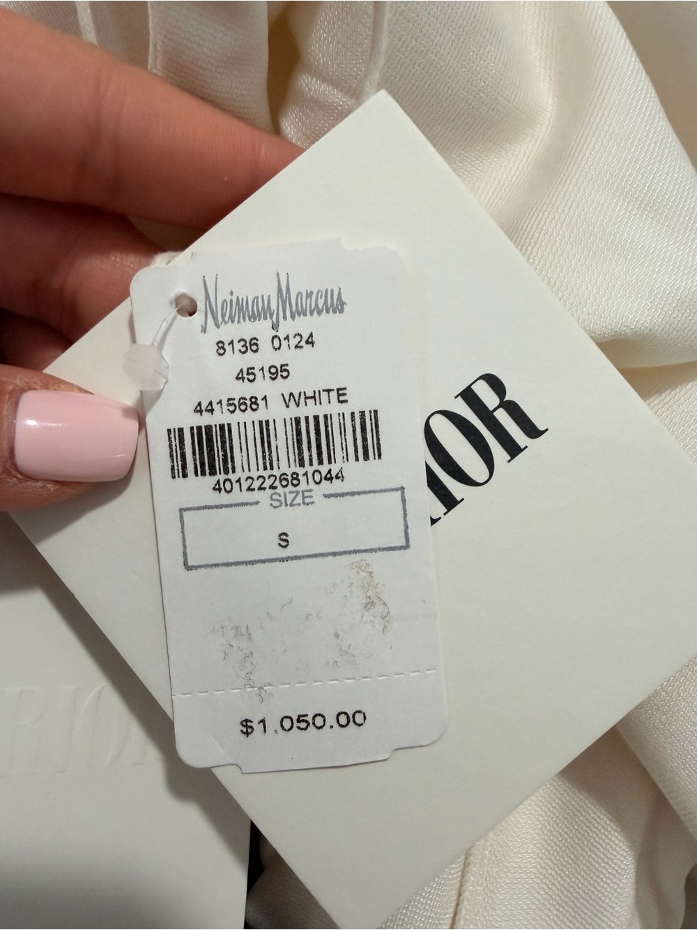 Neiman Marcus Cream Off-Shoulder Cutout Mini Dress Interior Brand - Picture 3 of 3